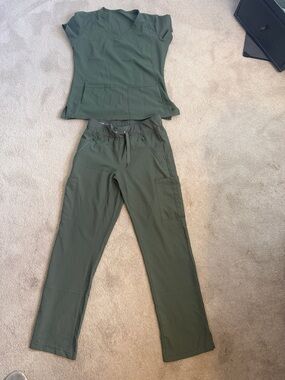 Med Couture Olive Green Cargo Jogger Scrub Pants